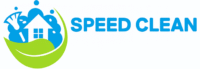 Logo de SPEEDCLEAN : maison stylisée entourée de bulles et outils de nettoyage, symbole d’un service écologique.